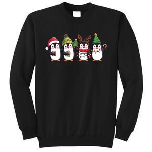 Penguin Merry Christmas Sweatshirt Cute Penguin Xmas Light Tall Sweatshirt