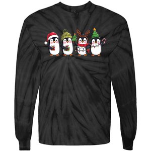 Penguin Merry Christmas Sweatshirt Cute Penguin Xmas Light Tie-Dye Long Sleeve Shirt