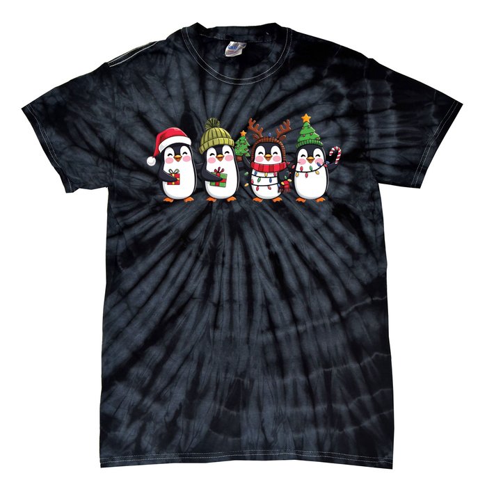 Penguin Merry Christmas Sweatshirt Cute Penguin Xmas Light Tie-Dye T-Shirt