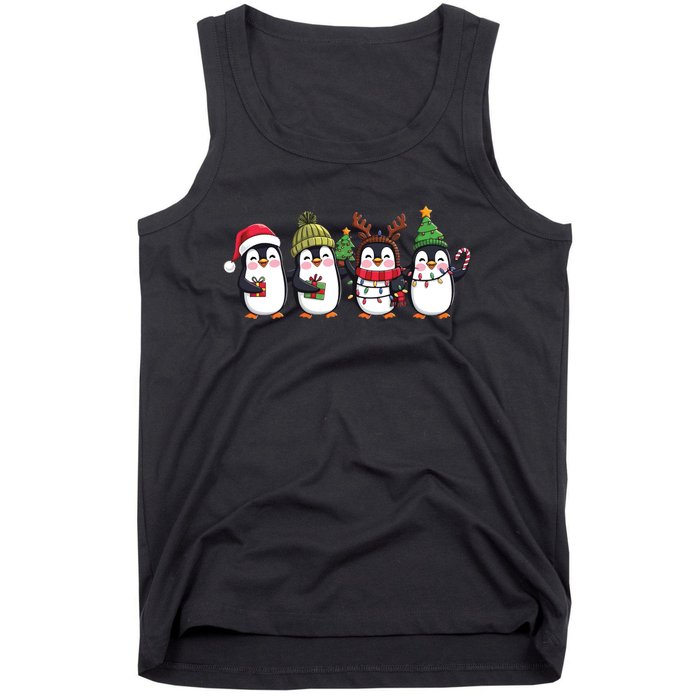 Penguin Merry Christmas Sweatshirt Cute Penguin Xmas Light Tank Top