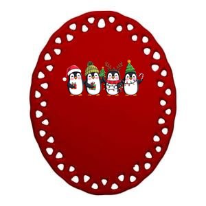 Penguin Merry Christmas Sweatshirt Cute Penguin Xmas Light Ceramic Oval Ornament