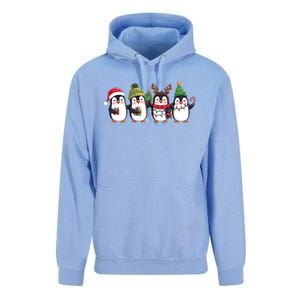 Penguin Merry Christmas Sweatshirt Cute Penguin Xmas Light Unisex Surf Hoodie