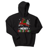 Plaid Merry Christmas Reindeer Tree Family Matching Pajamas Kids Hoodie