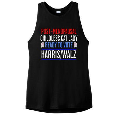 Post Menopausal Childless Cat Lady Ready To Vote Kamala Ladies PosiCharge Tri-Blend Wicking Tank