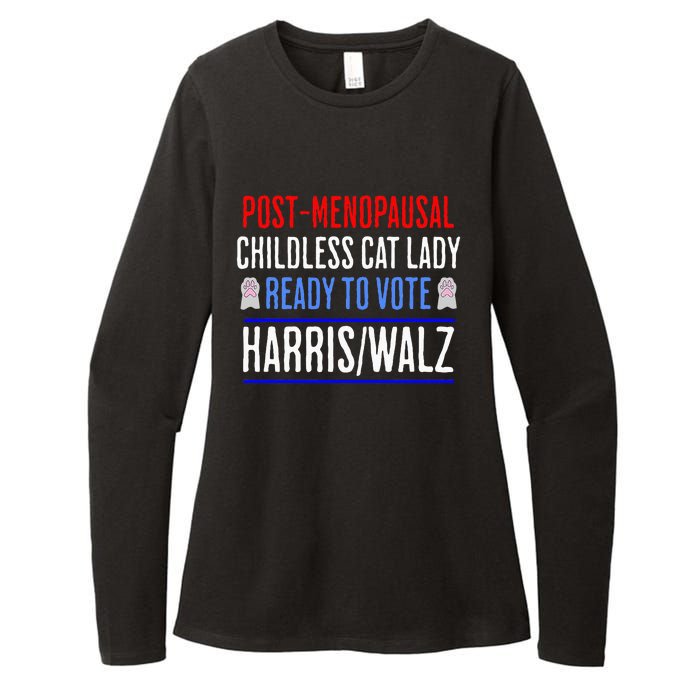 Post Menopausal Childless Cat Lady Ready To Vote Kamala Womens CVC Long Sleeve Shirt