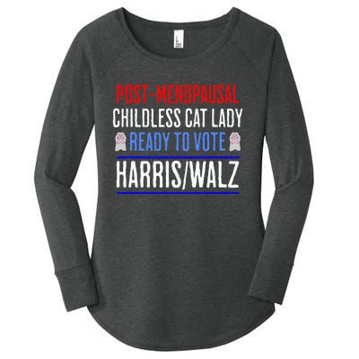 Post Menopausal Childless Cat Lady Ready To Vote Kamala Women's Perfect Tri Tunic Long Sleeve Shirt