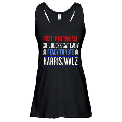 Post Menopausal Childless Cat Lady Ready To Vote Kamala Ladies Essential Flowy Tank