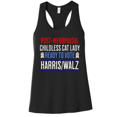 Post Menopausal Childless Cat Lady Ready To Vote Kamala Women's Racerback Tank