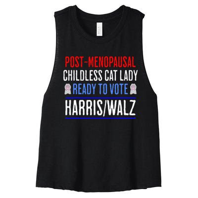 Post Menopausal Childless Cat Lady Ready To Vote Kamala Women's Racerback Cropped Tank