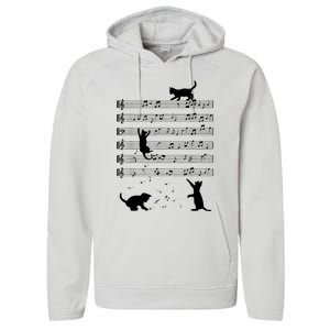 Piano Music Cat Lover Funny Pianist Piano Lover Kitty Kitten Performance Fleece Hoodie