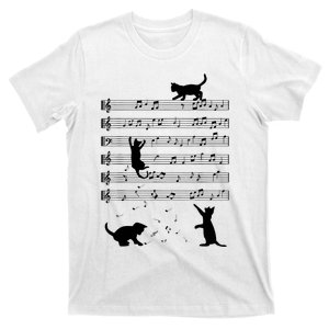 Piano Music Cat Lover Funny Pianist Piano Lover Kitty Kitten T-Shirt