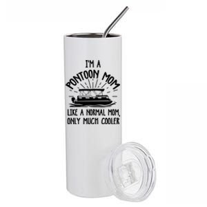 Pontoon Mom Cool Gift Funny Boating Pontoon Lover Mother Gift Stainless Steel Tumbler