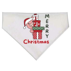 Pig Merry Christmas Winter Pigs Christmas Great Gift USA-Made Doggie Bandana