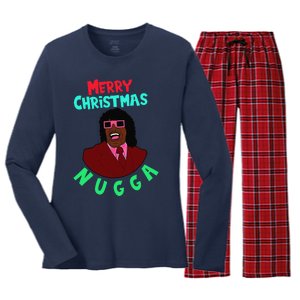 Pin.K Merry Christmas Nugga After Next Christmas Women's Long Sleeve Flannel Pajama Set 