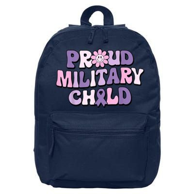 Proud Military Child Groovy Purple Up For Military 16 in Basic Backpack