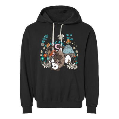 Possum Mushroom Cottagecore Aesthetic Opossum Whisperer Garment-Dyed Fleece Hoodie