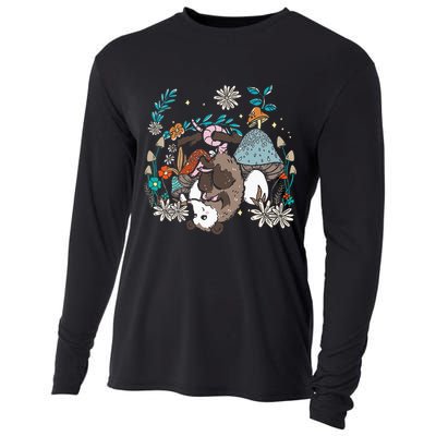 Possum Mushroom Cottagecore Aesthetic Opossum Whisperer Cooling Performance Long Sleeve Crew