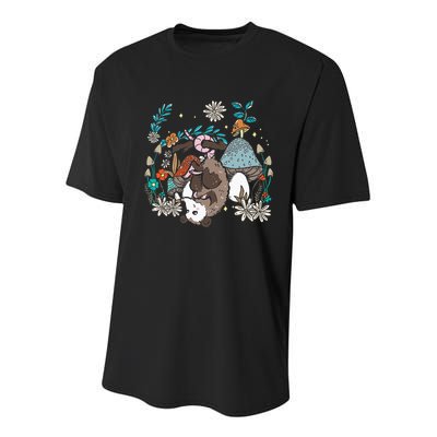 Possum Mushroom Cottagecore Aesthetic Opossum Whisperer Youth Performance Sprint T-Shirt