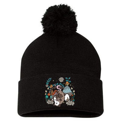 Possum Mushroom Cottagecore Aesthetic Opossum Whisperer Pom Pom 12in Knit Beanie