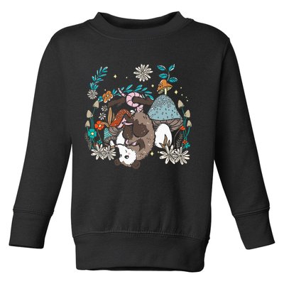 Possum Mushroom Cottagecore Aesthetic Opossum Whisperer Toddler Sweatshirt