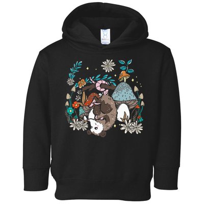 Possum Mushroom Cottagecore Aesthetic Opossum Whisperer Toddler Hoodie