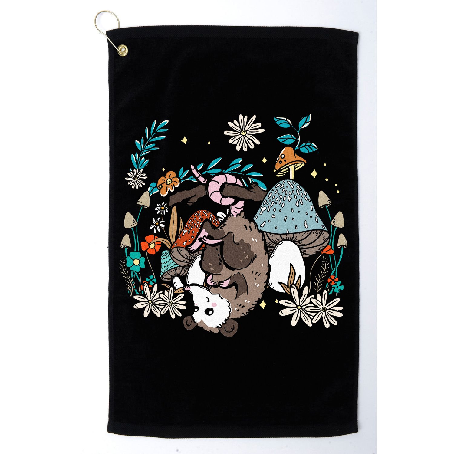Possum Mushroom Cottagecore Aesthetic Opossum Whisperer Golf Towel