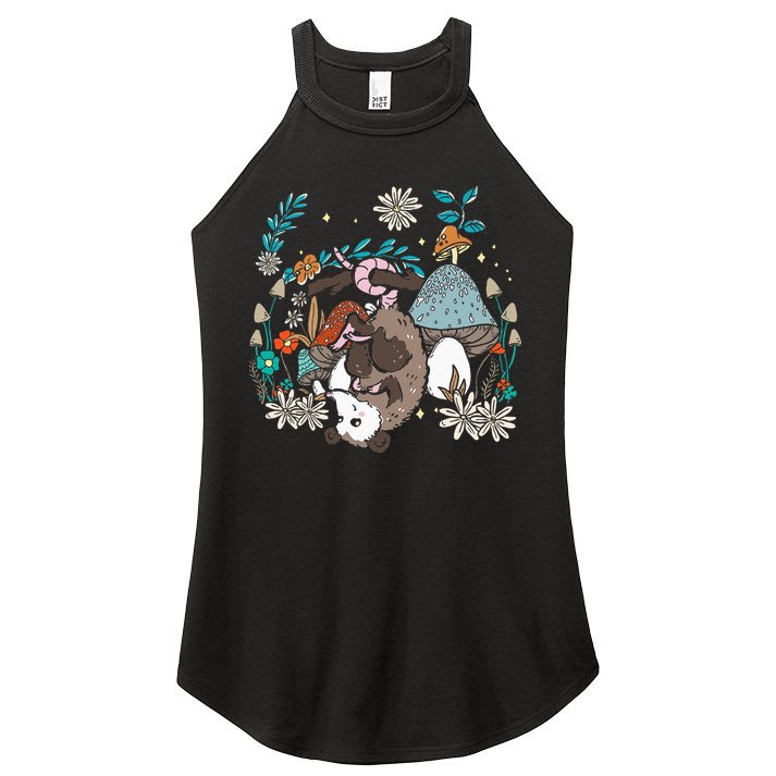 Possum Mushroom Cottagecore Aesthetic Opossum Whisperer Women's Perfect Tri Rocker Tank