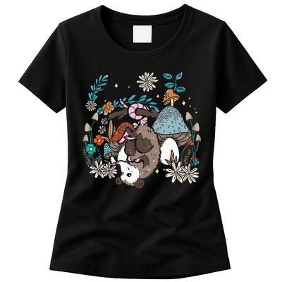 Possum Mushroom Cottagecore Aesthetic Opossum Whisperer Womens T-Shirt