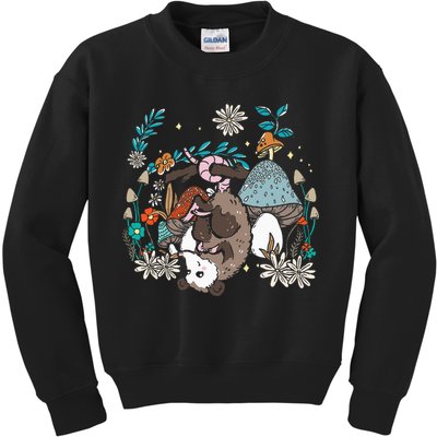 Possum Mushroom Cottagecore Aesthetic Opossum Whisperer Kids Sweatshirt