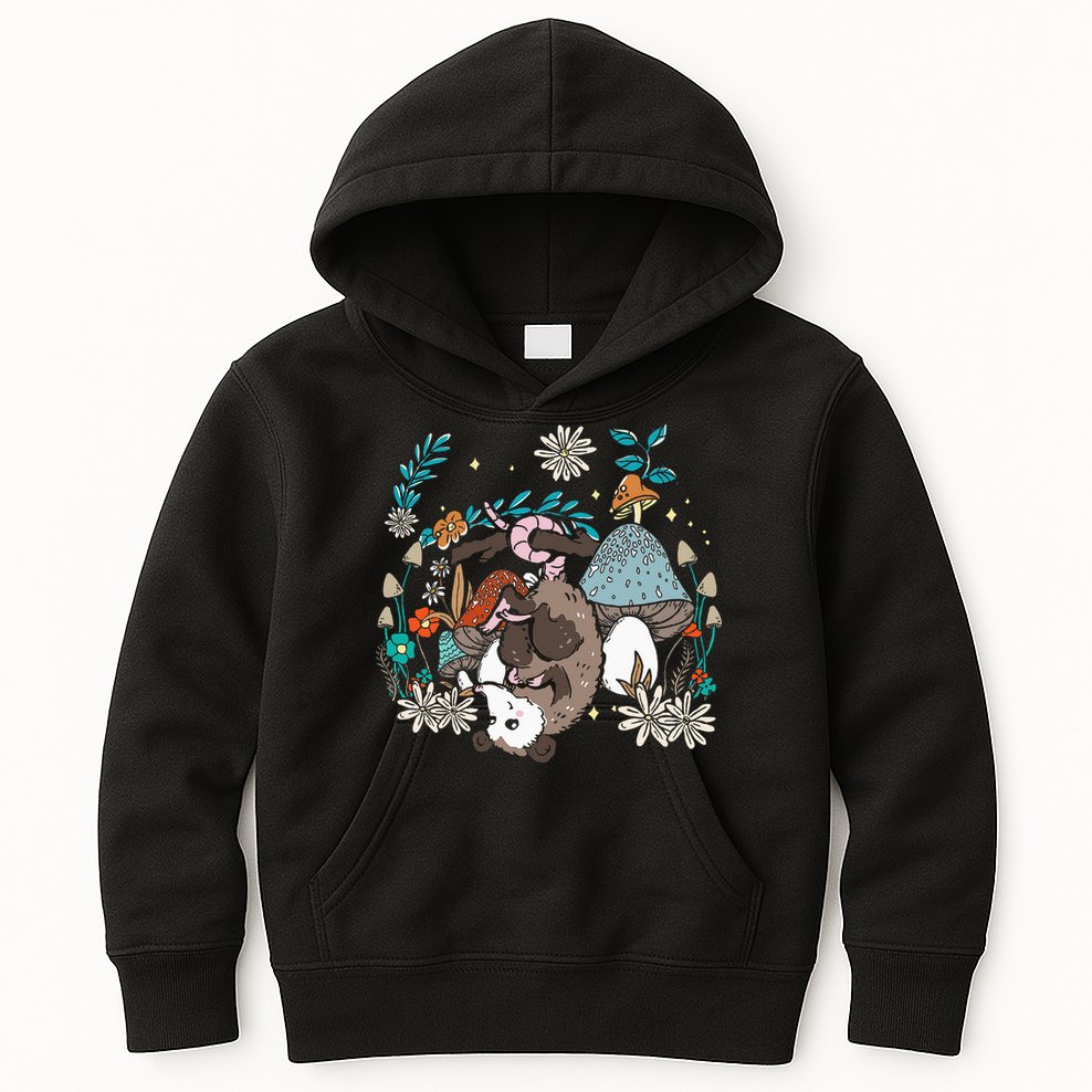 Possum Mushroom Cottagecore Aesthetic Opossum Whisperer Kids Hoodie
