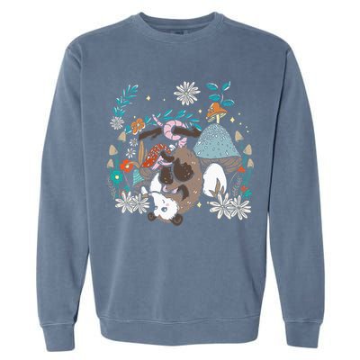Possum Mushroom Cottagecore Aesthetic Opossum Whisperer Garment-Dyed Sweatshirt