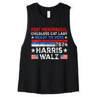 Post Menopausal Childless Cat Lady Ready To Vote Kamala Women's Racerback Cropped Tank