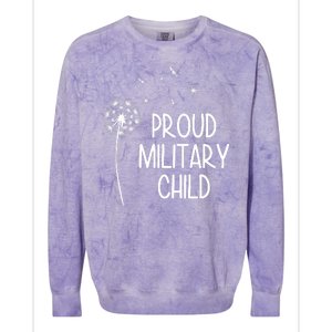 Proud Military Child Dandelion Purple Up Colorblast Crewneck Sweatshirt