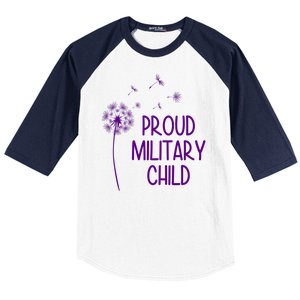 Proud Military Child Dandelion Purple Up Baseball Sleeve Shirt