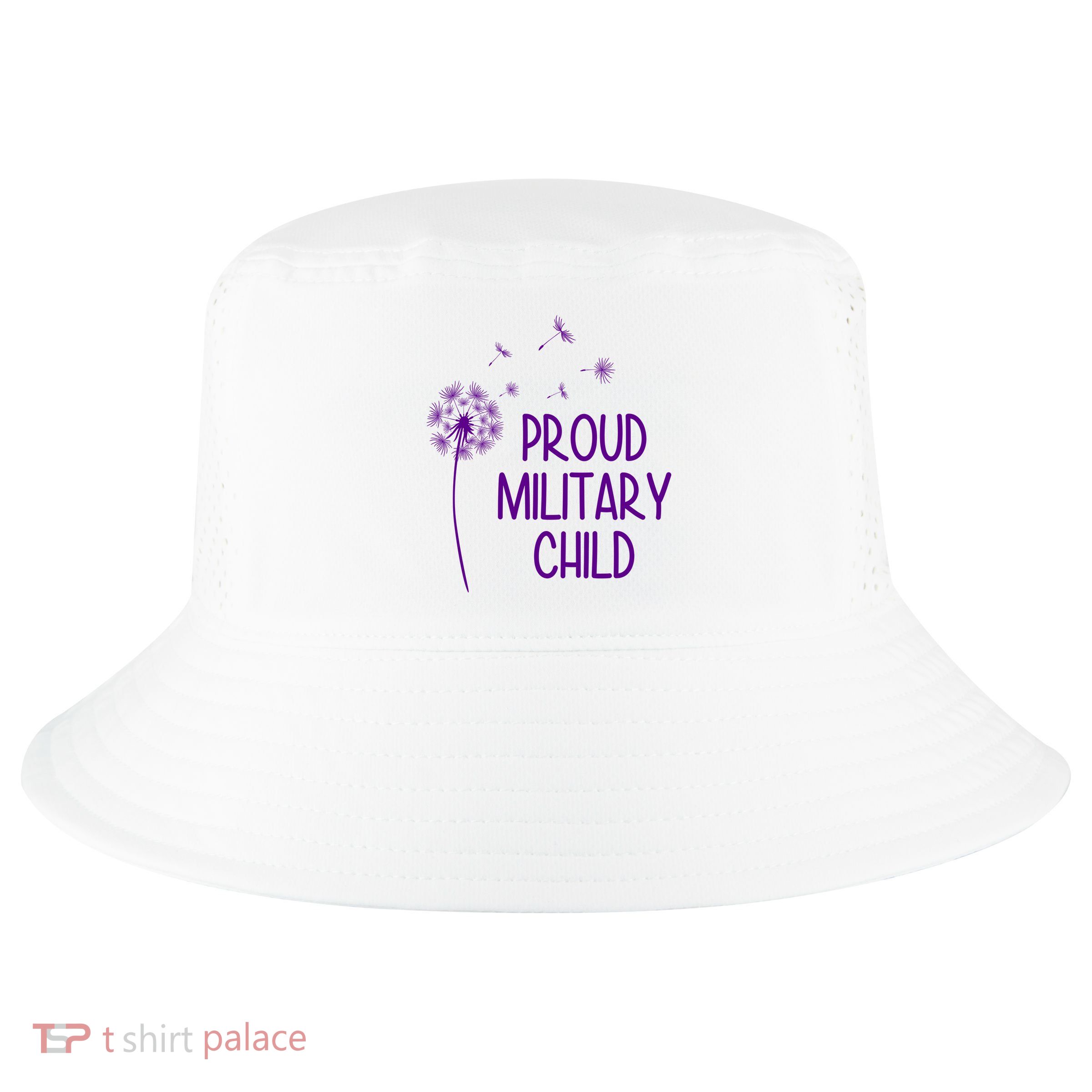 Proud Military Child Dandelion Purple Up Cool Comfort Performance Bucket Hat
