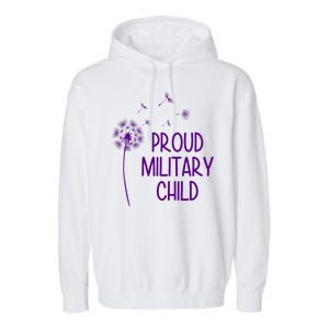 Proud Military Child Dandelion Purple Up Garment-Dyed Fleece Hoodie