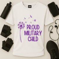 Proud Military Child Dandelion Purple Up Cooling Performance Crew T-Shirt