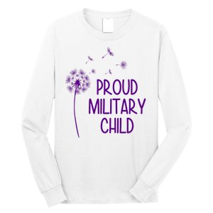 Proud Military Child Dandelion Purple Up Long Sleeve Shirt