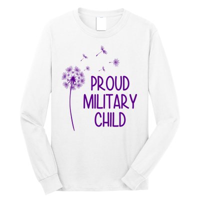 Proud Military Child Dandelion Purple Up Long Sleeve Shirt