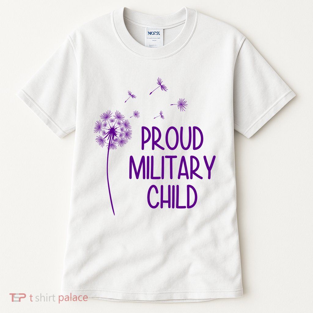 Proud Military Child Dandelion Purple Up Tall T-Shirt