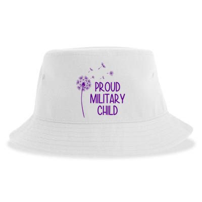Proud Military Child Dandelion Purple Up Sustainable Bucket Hat