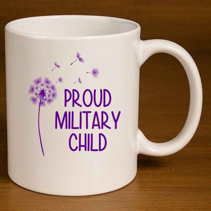 Proud Military Child Dandelion Purple Up 11oz C Handle Ceramic Mug