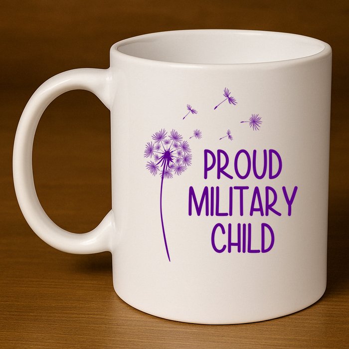 Proud Military Child Dandelion Purple Up 11oz C Handle Ceramic Mug