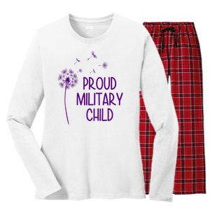 Proud Military Child Dandelion Purple Up Women's Long Sleeve Flannel Pajama Set 