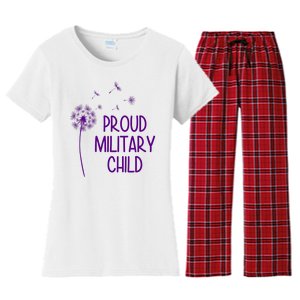 Proud Military Child Dandelion Purple Up Women's Flannel Pajama Set