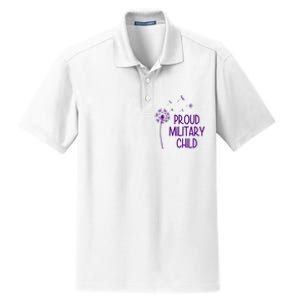 Proud Military Child Dandelion Purple Up Dry Zone Grid Polo