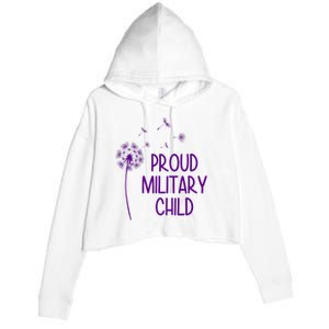 Proud Military Child Dandelion Purple Up Crop Fleece Hoodie