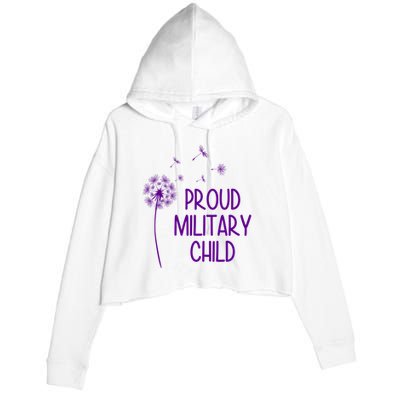 Proud Military Child Dandelion Purple Up Crop Fleece Hoodie