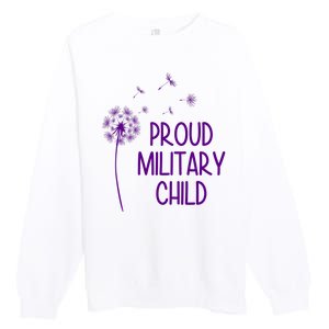 Proud Military Child Dandelion Purple Up Premium Crewneck Sweatshirt