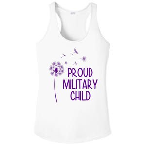 Proud Military Child Dandelion Purple Up Ladies PosiCharge Competitor Racerback Tank